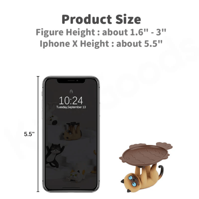 Cat Stands Series Blind Box size guide showing figure height