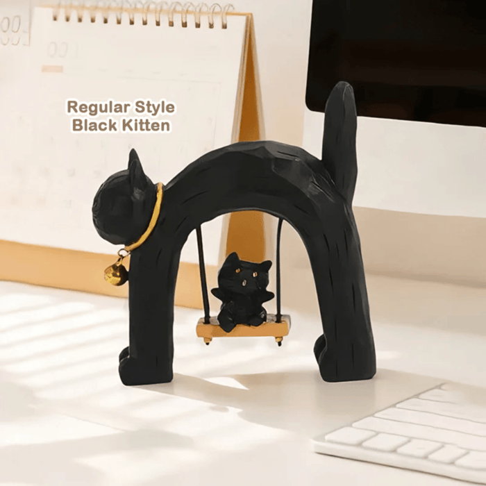 Cat Swing Series Black Kitten resin blind box figure