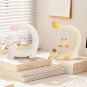 Cat Swing Series White Kitten and Calico Cat resin figures