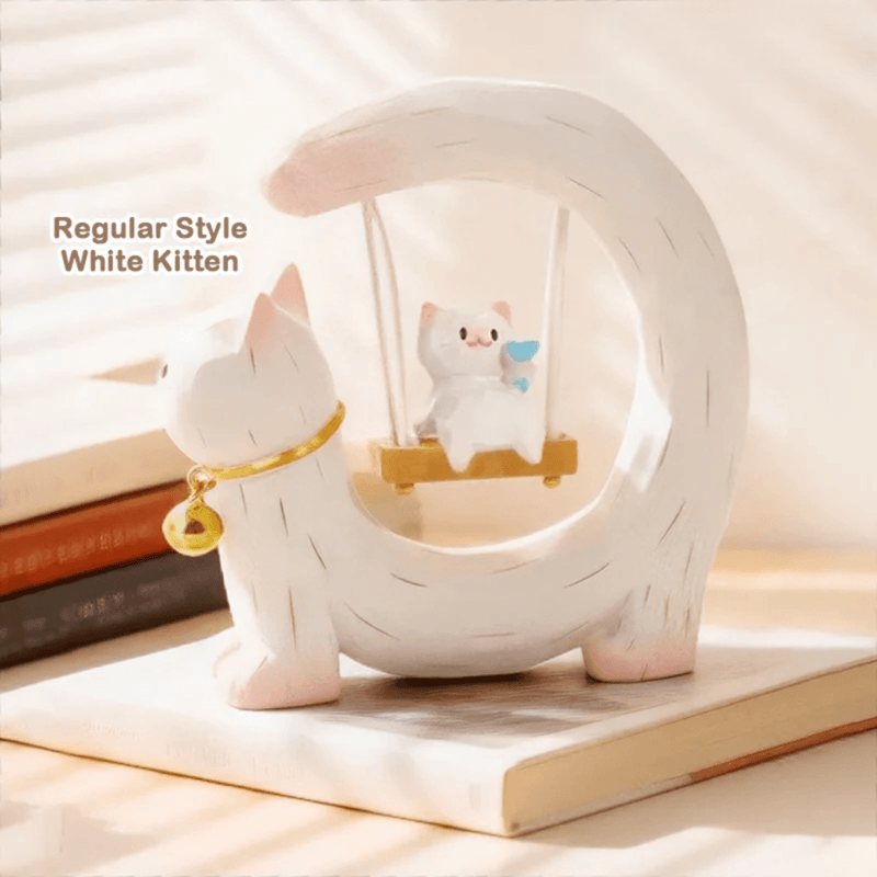 Cat Swing Series White Kitten resin blind box figure