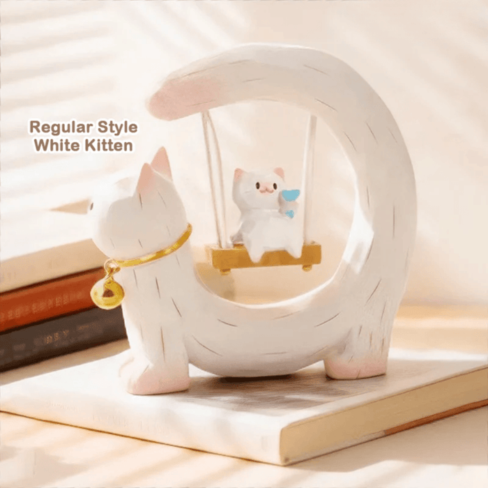 Cat Swing Series White Kitten resin blind box figure