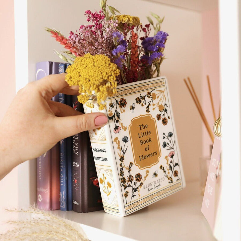 Lisa Angel Little Book of Flowers vase on shelf display