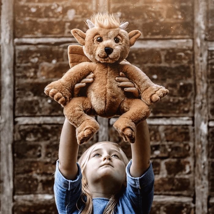 Charlie Bears Bearhouse Bartizan plush gargoyle held up during play