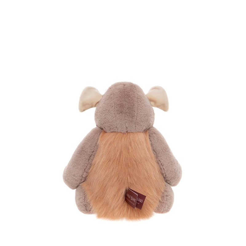Back view of Charlie Bears Bearhouse Boulder plush soft toy with orange fur detail