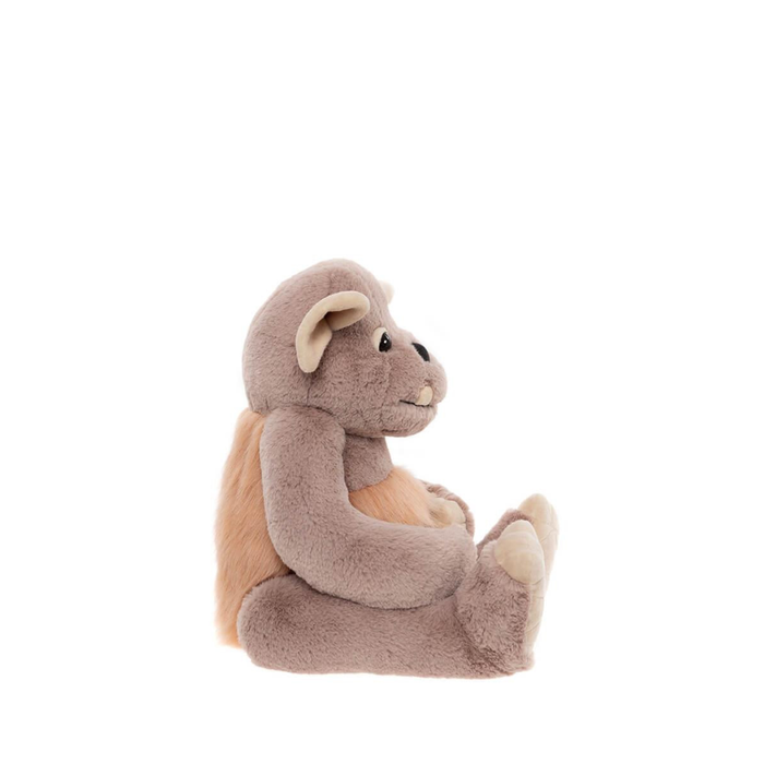 Side view of Charlie Bears Bearhouse Boulder brown plush soft toy