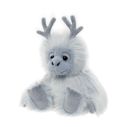 Charlie Bears Bearhouse Oomph blue yeti plush soft toy 25cm with white-tipped fur, antler-like horns and oversized paws