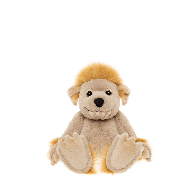 Front view of Charlie Bears Bedrock ogre plush with oversized paws