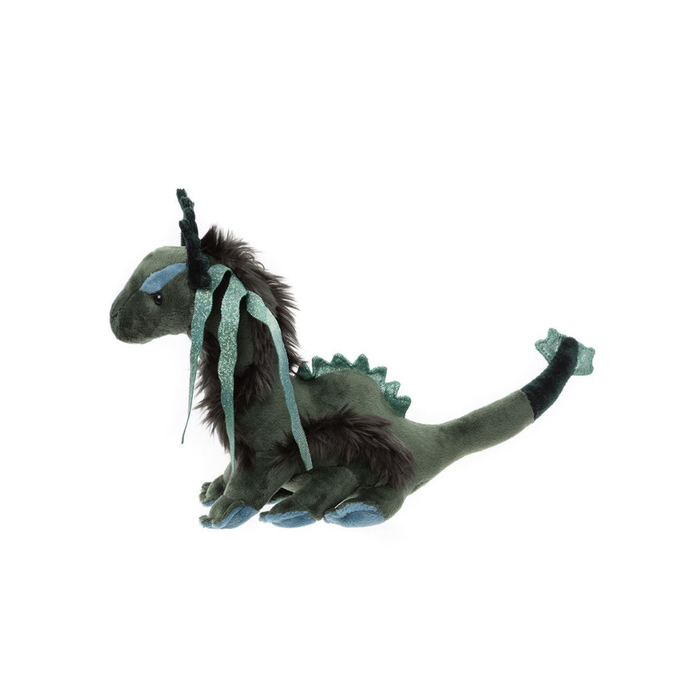 Side view of Charlie Bears Cuddle Cub Nessie baby Loch Ness monster plush