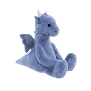 Three-quarter view of Charlie Bears Draco Dragon with soft wings and horns