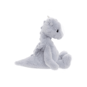 Side profile of Charlie Bears Draco Dragon cloudy grey plush