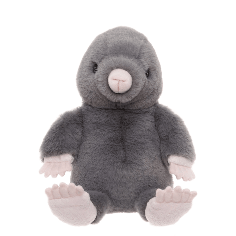 Charlie Bears Mula Mole stone-grey plush soft toy front view