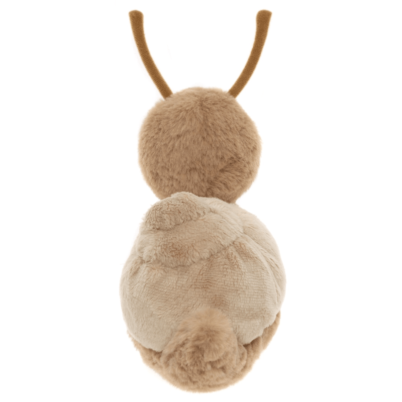 Charlie Bears Saffy Snail rear view showing her oatmeal plush shell