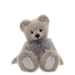 Charlie Bears Silver Birch plush teddy bear in soft light grey fur with grey organza bow, front sitting view