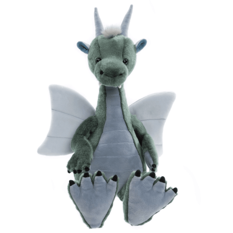 Charlie Bears Spades sage-green dragon soft toy front view