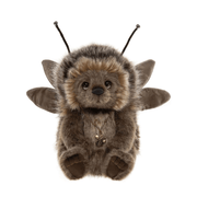 Charlie Bears Tizzie Whizie 30cm mythical plush with brown fur, bee-style wings, antennae and decorative necklace