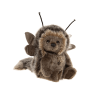 Angled view of Charlie Bears Tizzie Whizie showing her soft fox-like tail, bee-style wings and woodland colouring