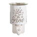 Plug-in Let It Snow silhouette wax melt burner in white and gold, unlit, 13cm