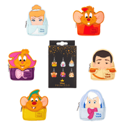 All six Loungefly Disney Cinderella 75th Anniversary mystery mini backpack keychain charm designs with packaging