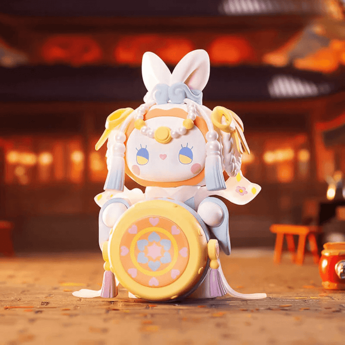 Colorful Drum figure from MJ Studio Lantern Festival Blind Box, bunny girl holding a round drum.
