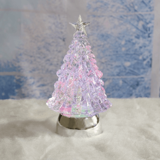Colour changing Christmas tree LED water spinner 23cm with swirling glitter