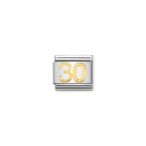 Nomination Classic Link with yellow-gold number 30 on stainless steel