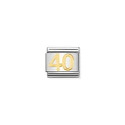 Nomination Classic Link with yellow-gold number 40 on stainless steel