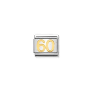 Nomination Classic Link with yellow-gold number 60 on stainless steel
