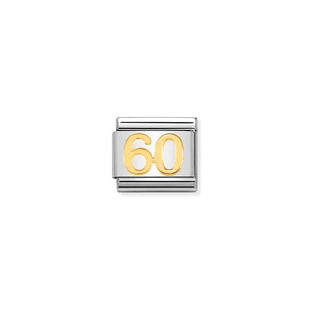 Nomination Classic Link with yellow-gold number 60 on stainless steel