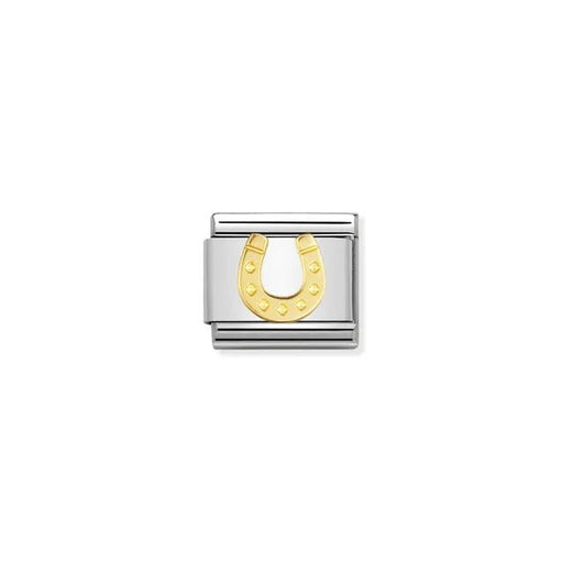 Nomination Classic Link with yellow-gold Danish horseshoe on stainless steel