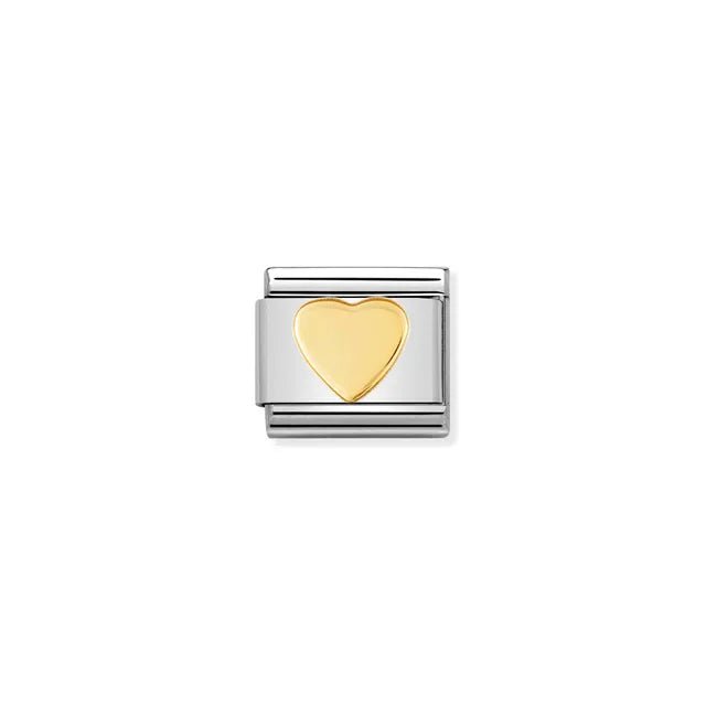 Nomination Classic Link with yellow-gold heart on stainless steel