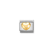 Nomination Classic Link with raised yellow-gold heart on stainless steel
