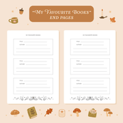 Favourite books pages inside the Cosy Season Reading Journal