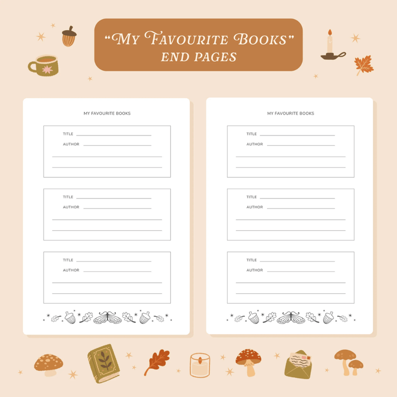 Favourite books pages inside the Cosy Season Reading Journal