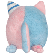 Back view of Squishable Alter Egos Cotton Candy Kitty Plush showing split pink and blue design and tail