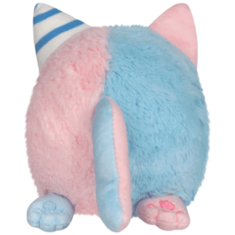 Back view of Squishable Alter Egos Cotton Candy Kitty Plush showing split pink and blue design and tail