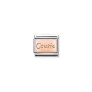 Nomination Classic Link with rose-gold “Cousin” engraving on stainless steel