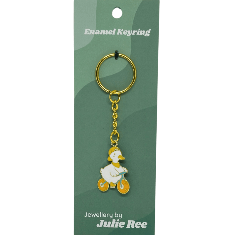 Cycling Duck Keyring – Jewellery By Julie Ree - Something Different Gift Shop