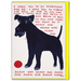 Funny David Shrigley birthday card featuring a black dog, red ball and handwritten message asking someone to throw the ball again and again