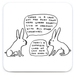 David Shrigley funny rude coaster featuring two rabbits with a sarcastic Live in Harmony conversation