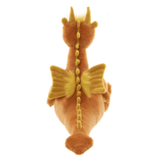 Back view of Diamonds orange dragon teddy from Bearhouse by Charlie Bears 2025 on a white background, showing wings and stitched spine