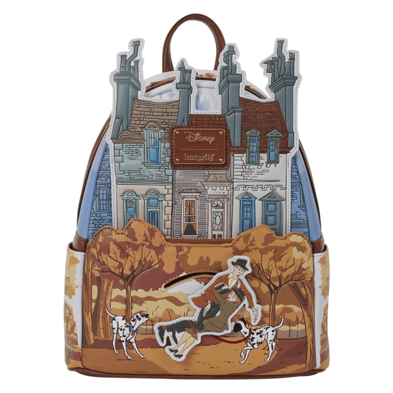 Disney 101 Dalmatians Loungefly backpack with Roger and Anita moving appliqué in alternate position