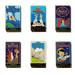 Six Disney VHS cover enamel pins: Lion King, 101 Dalmatians, Alice, Aristocats, Dumbo and Pinocchio.