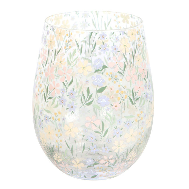 Ditsy Floral Print Stemless Glass - Something Different Gift Shop