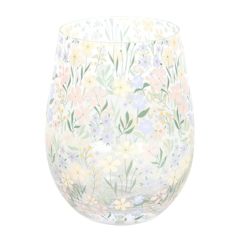 Ditsy Floral Print Stemless Glass - Something Different Gift Shop