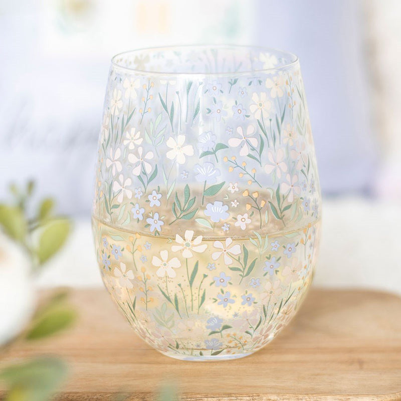 Ditsy Floral Print Stemless Glass - Something Different Gift Shop