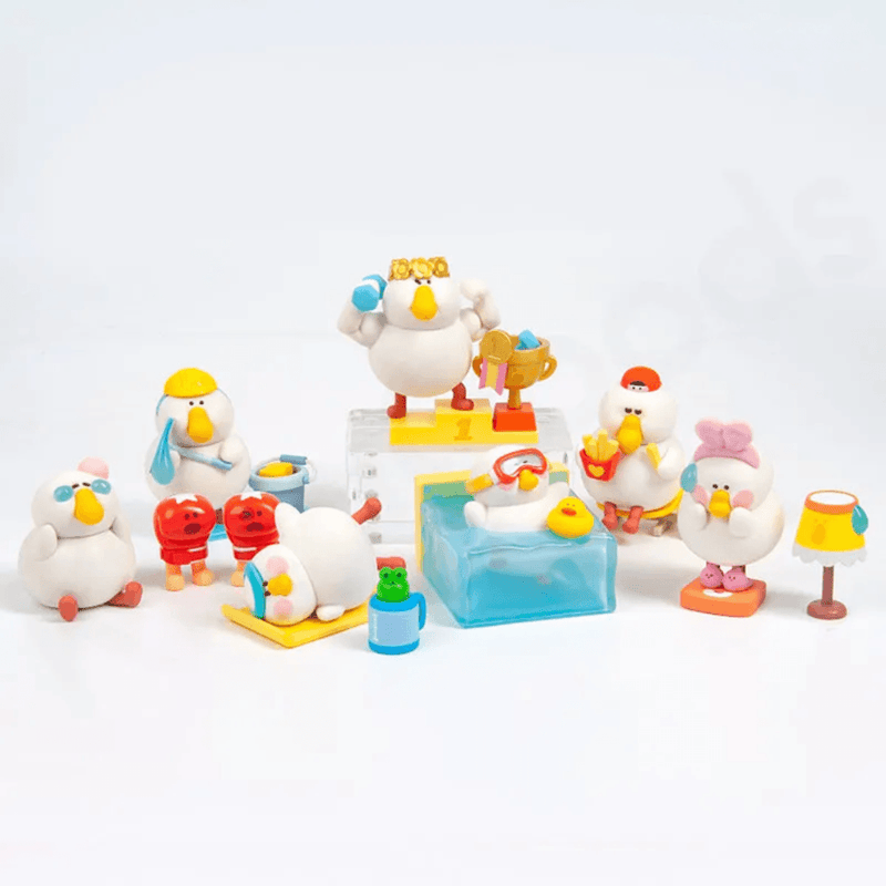 Dodowo Fat Goose GYM collection showing six regular figures and hidden Hercule Fatgoose