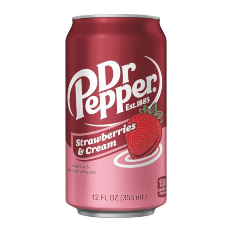 Dr Pepper Strawberries and Cream American soda drink 355ml can