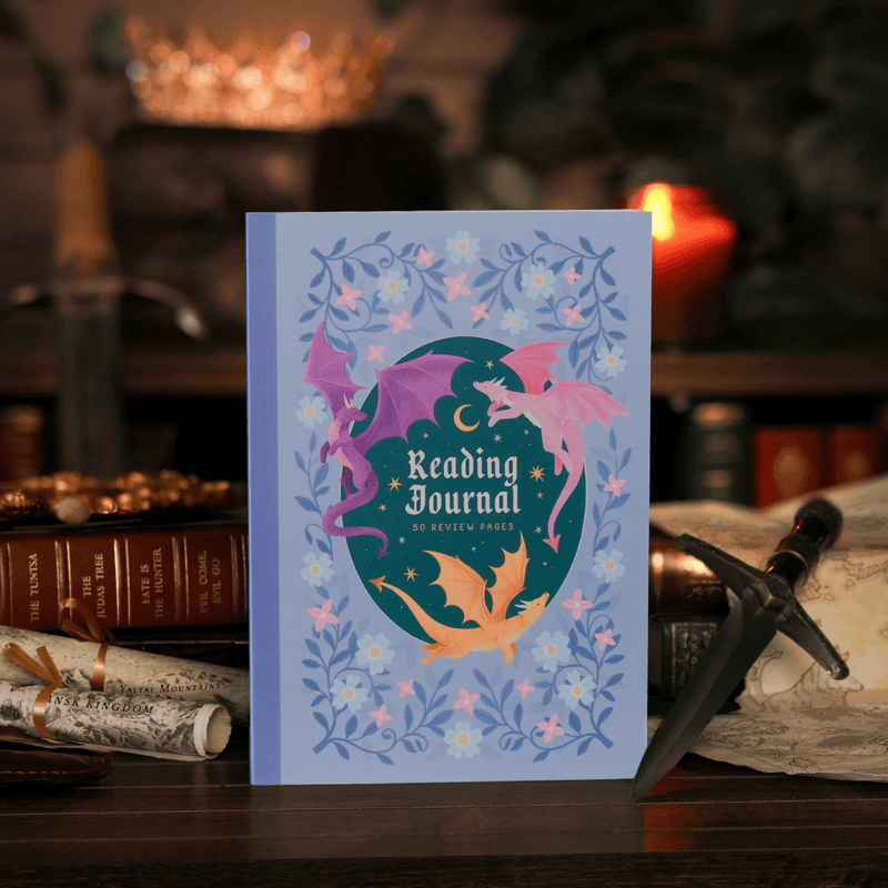 Dragon Reading Journal styled as a gift for book lovers