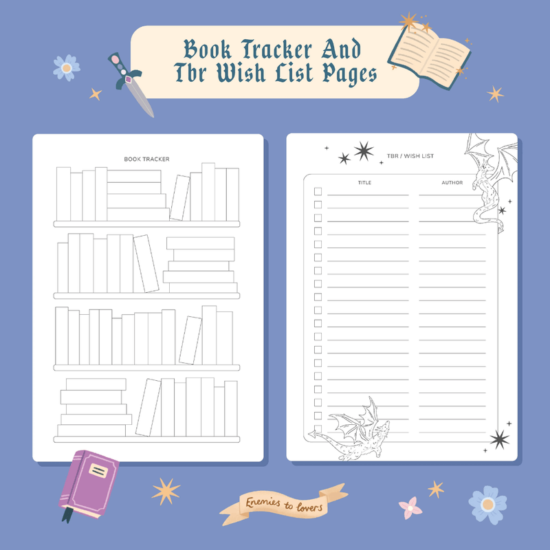 Dragon Reading Journal book tracker and TBR pages