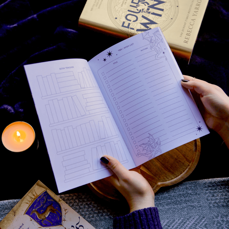 Book tracker and TBR wish list inside Dragon Reading Journal